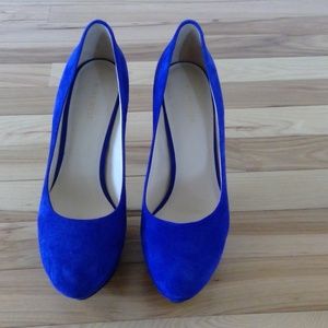 9 West Suede Platform Pumps Electric Blue